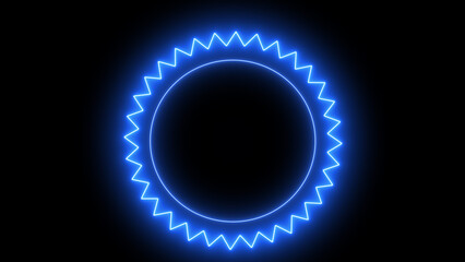 A vibrant electric blue neon sun radiating energy and hope perfect for a futuristic cutting edge