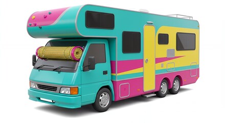 Colorful camper van for vacation