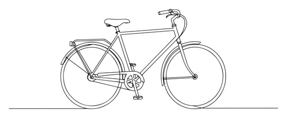 one continuous line drawing of a classic city bike vector lineart