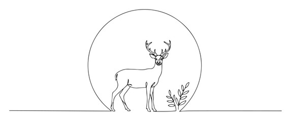 deer silhouette wildlife nature vector illustration outline monoline