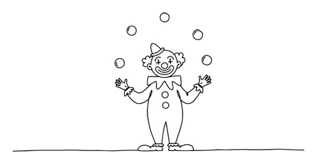 clown juggling circus performance vector sketch outline monoline