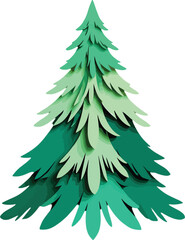 Fototapeta premium Stylized evergreen tree with layered branches and gradient shades of green pine spruce style vector illustration EPS file download
