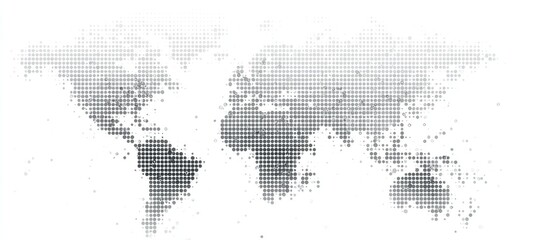 World map composed of grayscale dots