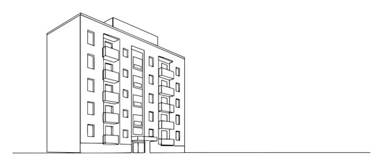 residential apartment block building outline vector illustration