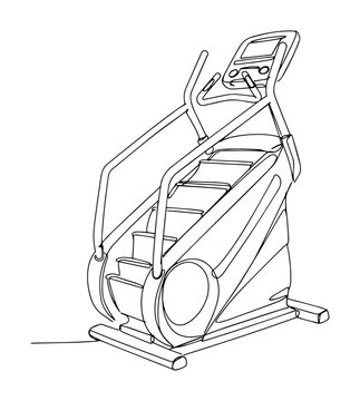 continuous one line drawing of a stair climber machine a piece of gym equipment for cardio fitness vector lineart design
