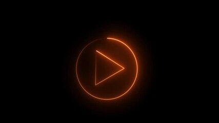 A glowing play button emerging from the darkness igniting anticipation framed with vibrant neon - Powered by Adobe