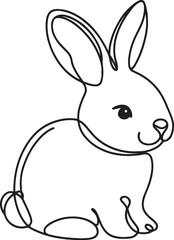 bunny rabbit outline sketch vector illustration.
