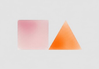 Pink square and orange triangle isolated on white background