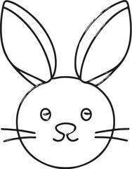 bunny rabbit outline sketch vector illustration.