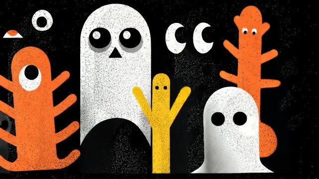 Funny Retro Cartoon Ghost Illustration for Halloween Fun