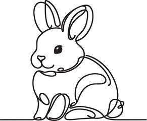 bunny rabbit outline sketch vector illustration.