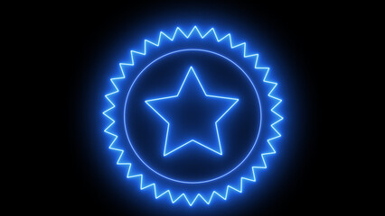 Glowing Neon Star of Excellence radiates achievement in a dark space showcasing modern technology