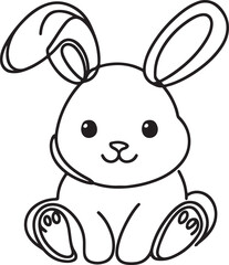 bunny rabbit outline sketch vector illustration.