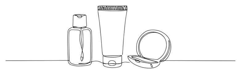 cosmetics set one continuous line drawing