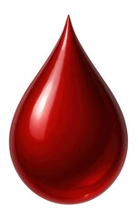 Obraz premium Glossy red liquid droplet with a smooth reflective surface on transparent background.