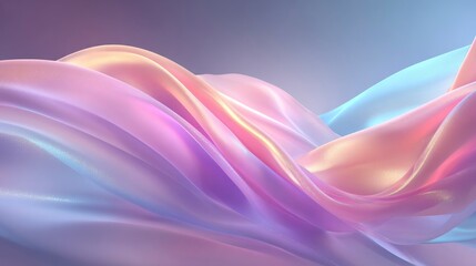 Delicate silk waves in soft shades of pink, purple, and blue gracefully blend together, creating a serene and elegant visual experience. The gentle curves and transitions evoke calmness