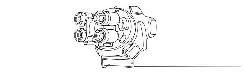 futuristic sci-fi robot turret a detailed continuous line drawing for gaming or technology concepts © Wieslaw