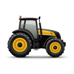 Obraz premium Tractor in Motion, Agricultural Field, Illustration, Rural Setting, Side View