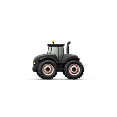 Obraz premium Tractor Action, Agriculture Equipment, Farm Field, Illustration, Rural Landscape, Side View, Farming Concept