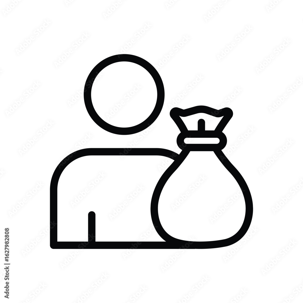 Poster trash collector vector outline icon. eps 10 file