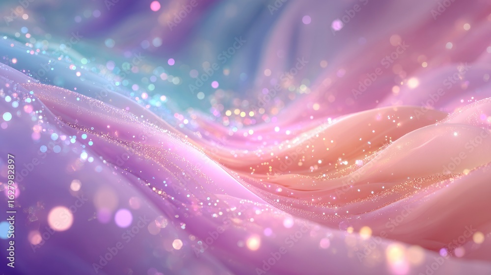 Aufkleber soft pastel colors mingle together, creating a magical atmosphere. sparkling particles float through