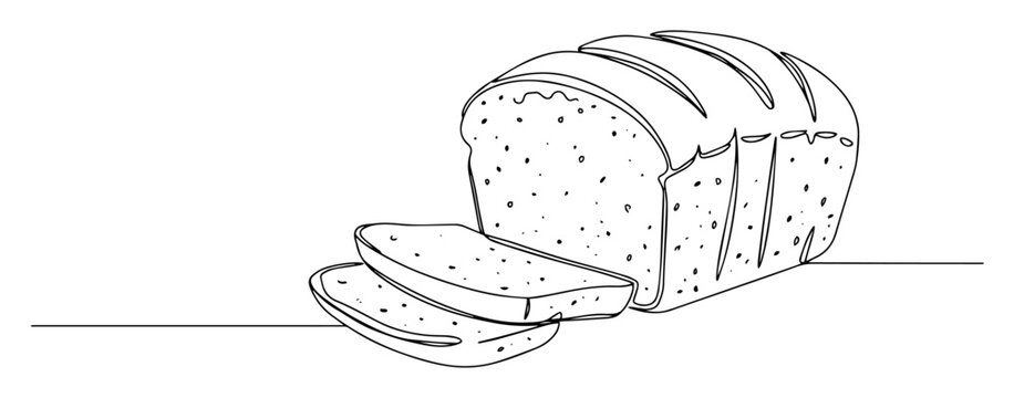 sliced loaf of bread one continuous line drawing