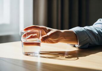Hand Reaching for a Glass of Water