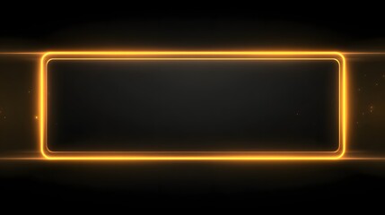 Fototapeta premium Glowing orange neon rectangle border on a dark textured background
