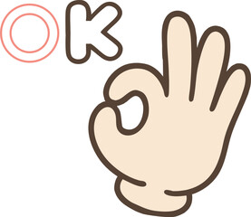 OK Hand Sign Cartoon Illustration with Text