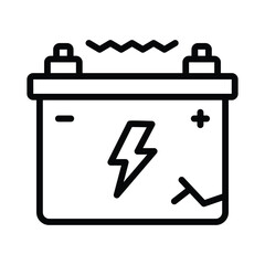 Damaged Battery Vector Outline Icon. EPS 10 File