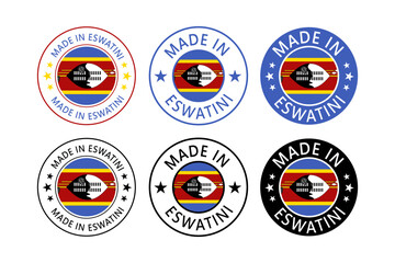 Eswatini  Made in Stamp in circle with flag Vector template on white background