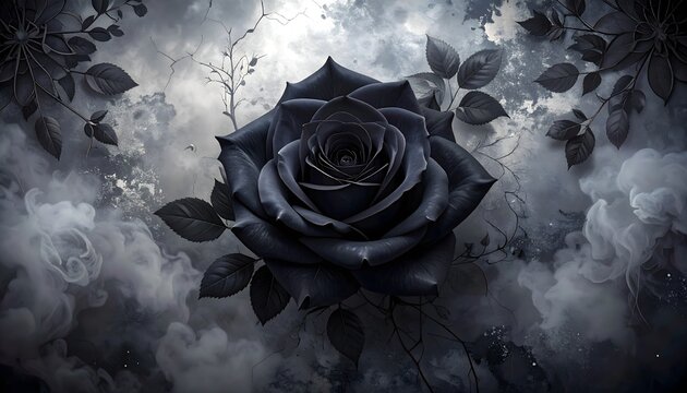 Gothic Black Rose Wallpaper – Dark Floral Background for Film or Visual Art