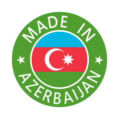 Azerbaijan Made in Stamp in circle with flag Vector template on white background