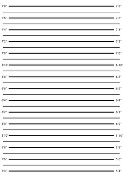 Mugshot Height Chart Background for Police Lineup and Arrest Photos with Inch Measurement Lines