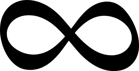 Bold black infinity symbol representing endlessness and eternal connection isolated on white background