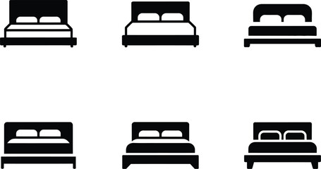 Six black bed icon variations