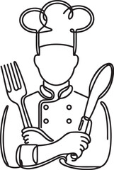 chef with cutlery silhouette vector