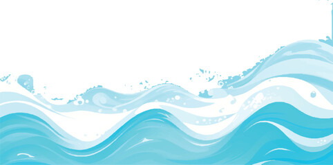  Abstract Aqua Blue Cartoon Ocean Wave with Splash Elements – Vector Graphic for Modern Poster, T-shirt, and Digital Art
