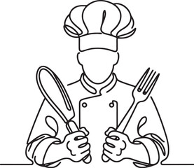 chef with cutlery silhouette vector