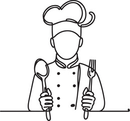 chef with cutlery silhouette vector