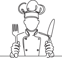 Naklejka premium chef with cutlery silhouette vector