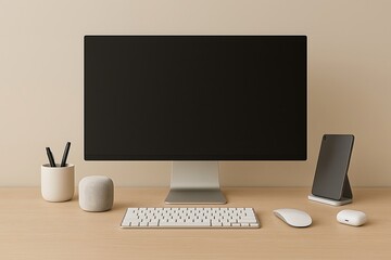 computer monitor and mouse