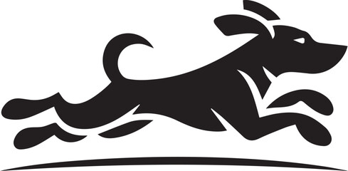 dog silhouette vector illustration dynamic running leaping over ground minimalistic animal stock graphic