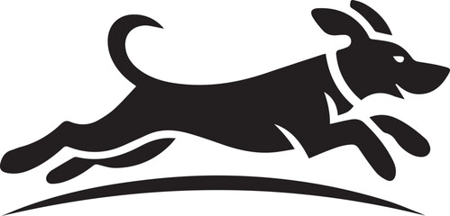 minimalist black dog silhouette jumping midair simple vector icon design perfect for logos branding and print