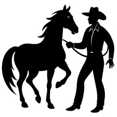 Cowboy Leading a Horse Silhouette