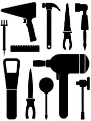 Silhouette of Hand Tools Set