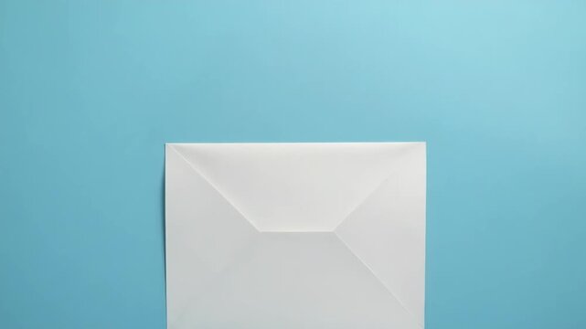 A white envelope sits on a blue background, awaiting its contents