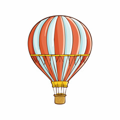 Fototapeta premium Whimsical hot air balloon cartoon illustration against a clean white backdrop