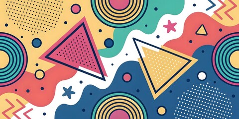 Abstract Geometric Composition with Triangles and Circles Background