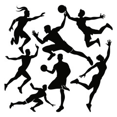 A dynamic players silhouette vector illustration